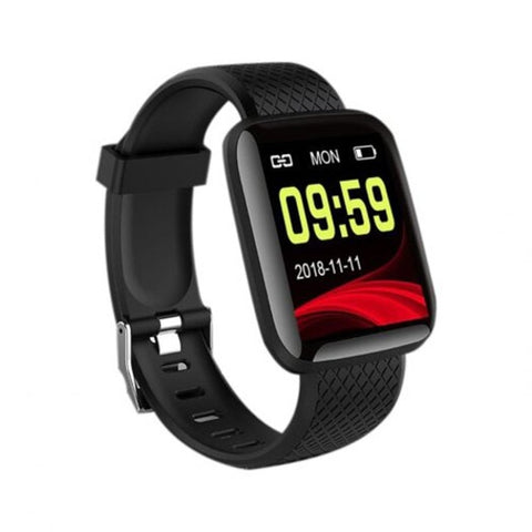 Plus Wristband Sports Fitness Blood Pressure Heart Rate Smart Band Waterproof Smartwatch D13 Black