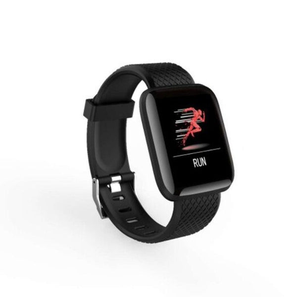 Plus Wristband Sports Fitness Blood Pressure Heart Rate Smart Band Waterproof Smartwatch D13 Black