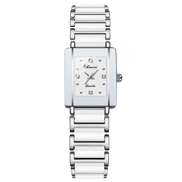 Square Couple Watch For Women And Men Ceramic Quartz Watches