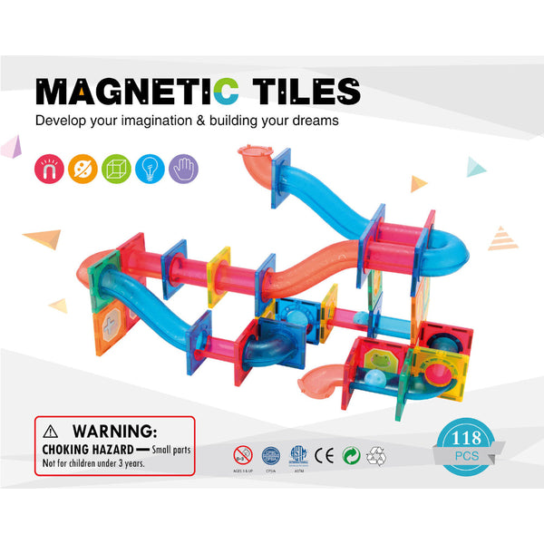 118 Pcs Non Toxic Stem Educational Durable Magnetic Tiles/Puzzle With Storage Bag Puzzles