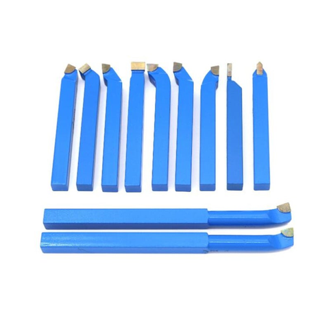 11Pcs Brazed Carbide Tipped Lathe Turning Tool Set Shank Mini Bit Other Metalworking Supplies