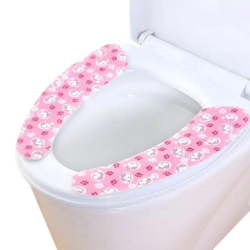 Toilet Seat Cover Pink Puppy Pattern Washable Mat Bathroom Accessories Cushion Bath Mats Rugs & Toilet Covers