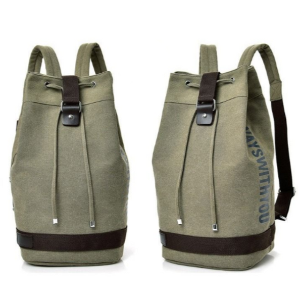 Fashion Casual Canvas Sports Backpack Bucket Bag Travel Mens Bags Backpacks