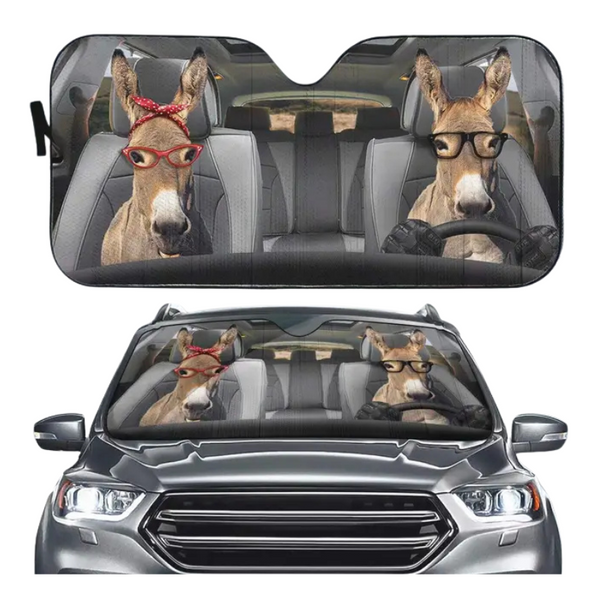 Funny Horse Driving 3D Printing Car Sun Visor Auto Decoration For Vehicle Parts Accessories Sun Visors