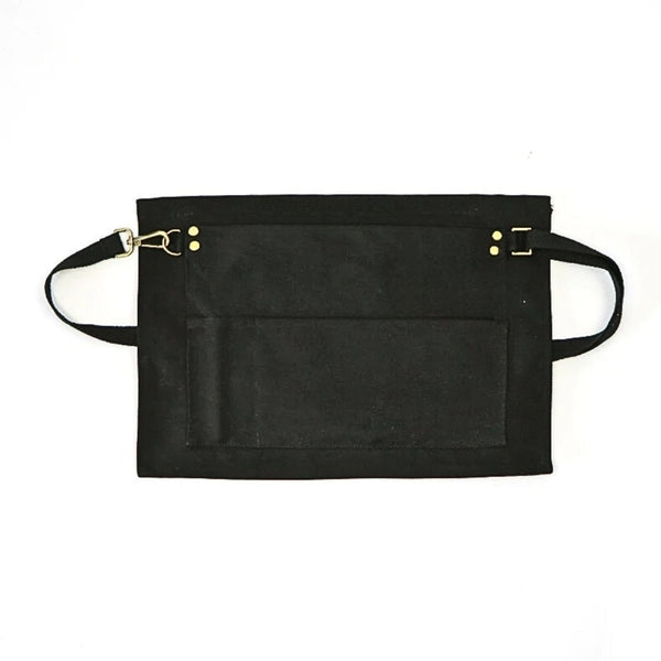 Black Half Length Long Waist Apron With Pockets For Kitchen Dining Bar Use Aprons