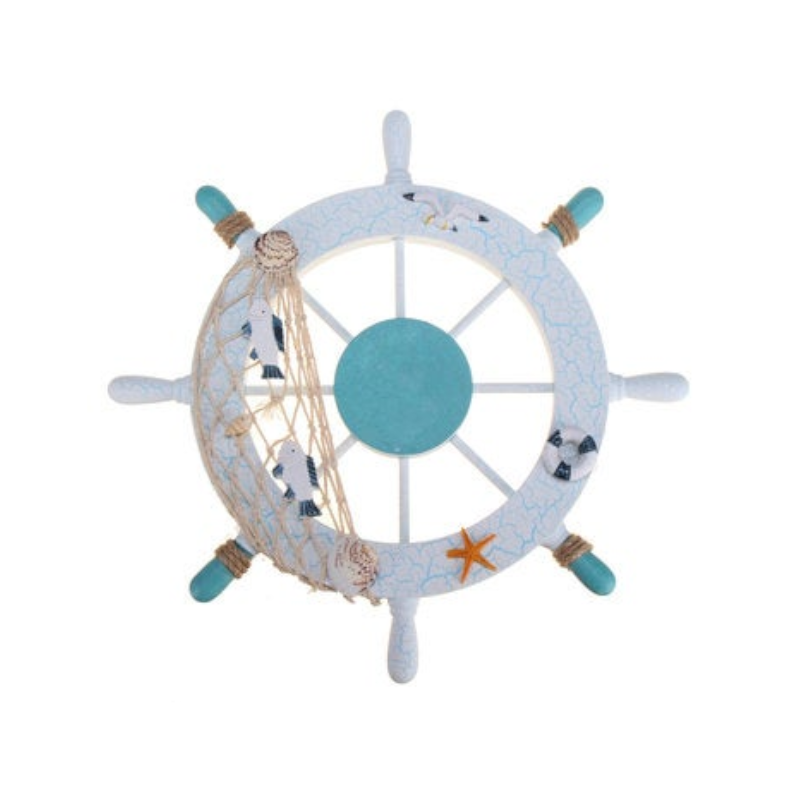 11'' Beach Boat Ship Steering Wheel Nautical Fish Net Shell Wall Decoration Other Home Décor