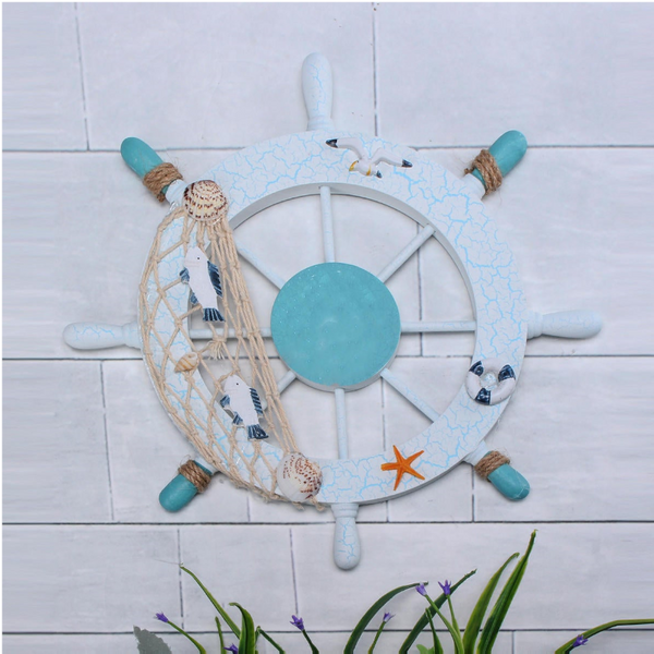 11'' Beach Boat Ship Steering Wheel Nautical Fish Net Shell Wall Decoration Other Home Décor