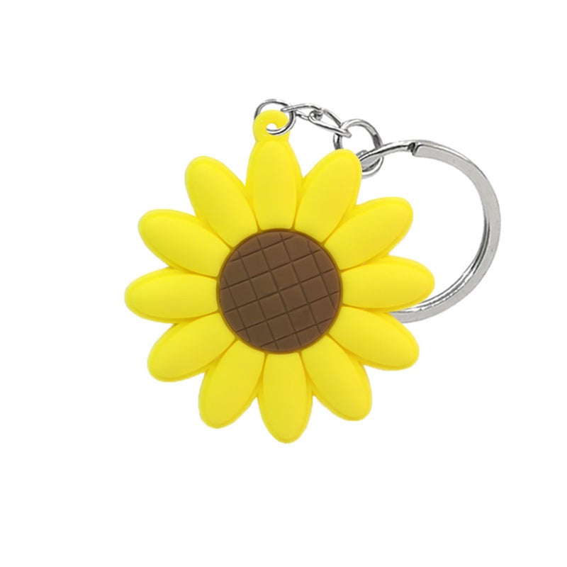 Pvc Key Ring Keychain Organizer Sunflower Holder Toy Pendant Gift Keyrings