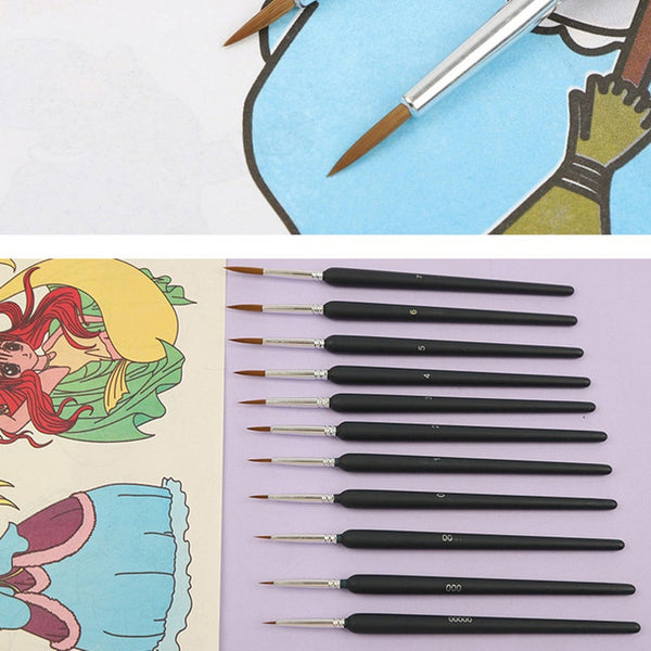 1Round Pointed Tip Artist Paint Brush Set Nylon Hair Watercolor Acrylic Oil Painting Brushes Drawing Painters Supplie Artists Brushes