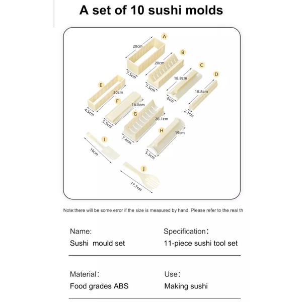 11Pcs Set Diy Non Stick Professional Sushi Making Kit Rolling Molds Sushi Kits