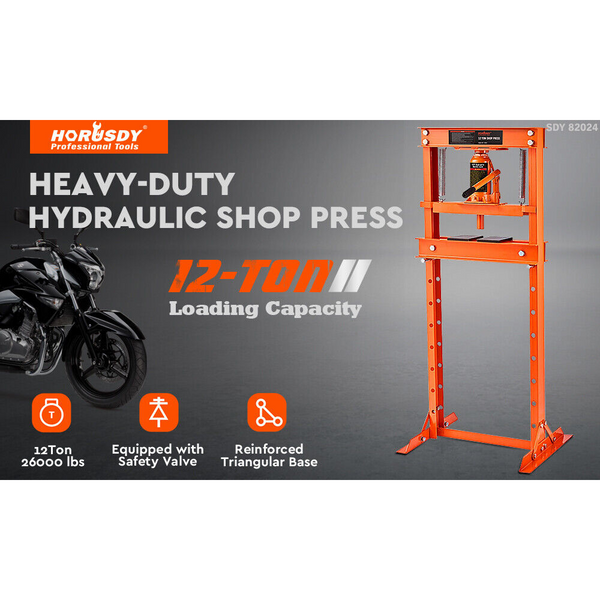 12 Ton Hydraulic Heavy Duty Floor Shop Press H Frame Straightening Metal Garages Other Shop Equipment