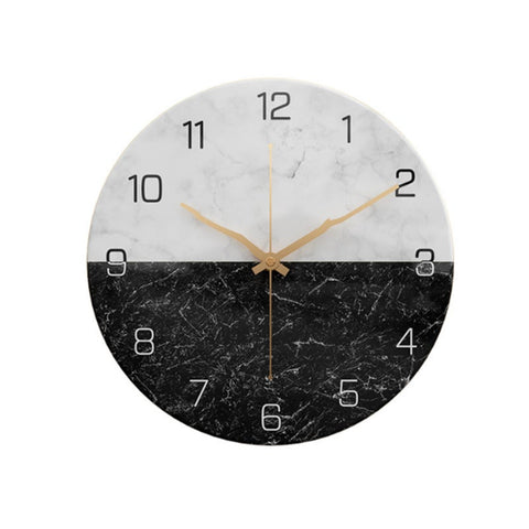 12 Inch Marble Wall Clock Silent Non Ticking For Home Kitchen Living Room Decor