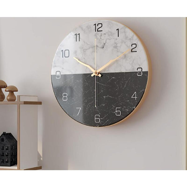 12 Inch Marble Wall Clock Silent Non Ticking For Kitchen Living Room Decor Wall Clocks