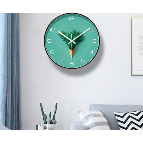 12 Inch Simple Leaf Classic Mute Wall Clock Home Living Room Office Decoration Wall Clocks