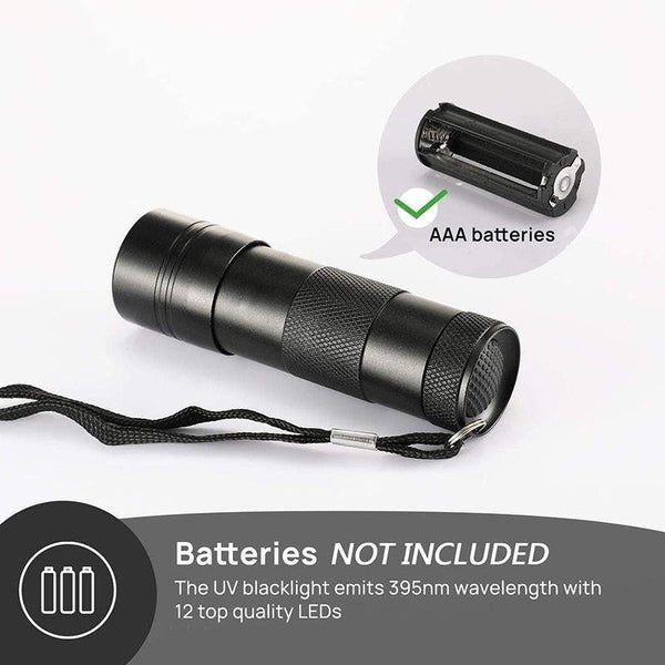 Mini Uv Blacklight Flashlight 12 Led Lights Torch Flashlights