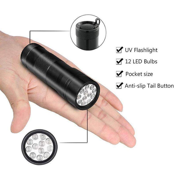 Mini Uv Blacklight Flashlight 12 Led Lights Torch Flashlights