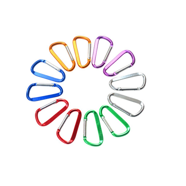 12 Pack 3 D Shape Spring Loaded Gate Aluminum Carabiners Clips Hook Keychain