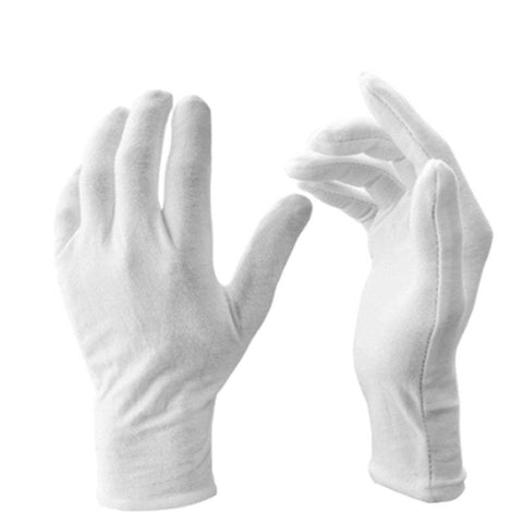 12 Pairs White Soft Cotton Ceremonial Gloves Stretchable Lining For Male Female Serving / Waiters Drivers Coin Jewellery Silver Inspection Gloves & Mi