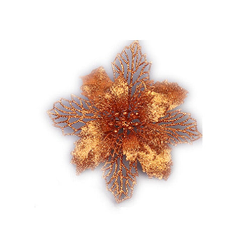 12 Pcs Christmas Decoration Celebration Hollow Out Glitter Powder Flower Wreath Garland Pendant Bronze Seasonal Decorations