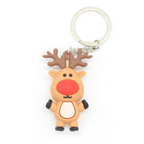 12Pcs Creative Pvc Silicone Christmas Key Ring Keychain Car Pendant Brown Elk