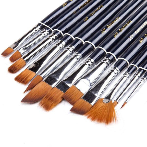 12 Pcsset Watercolor Paint Brushes Set Nylon Hair Painting Variety Style Short Rod Oil Acrylic Drawing Pens Art Supplies