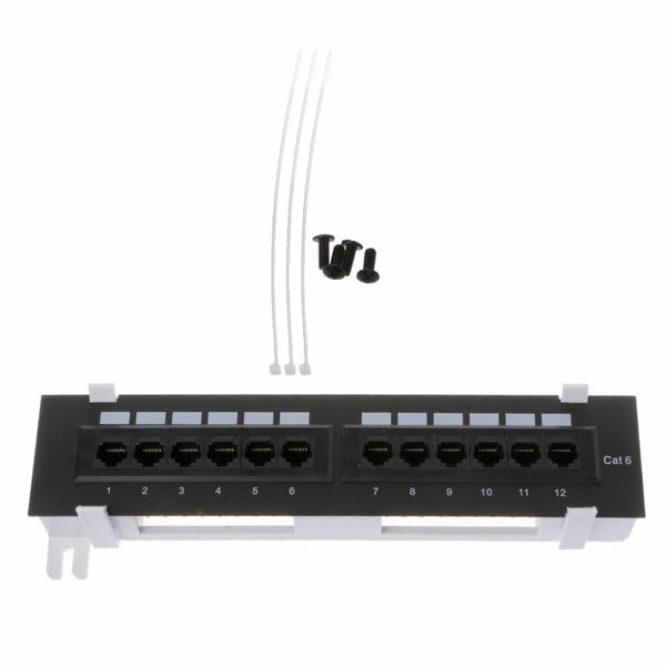 12 Ports Ethernet Lan Network Adapter Cat6 Patch Panel Rj45 Networking Wall Mount Rack Bracket Tools Ping Patch Panels