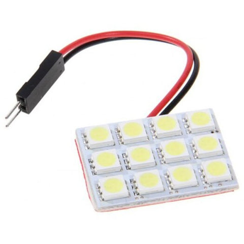 12 X 5050 Smd Led White Light Vehicle Panel Lamp With Double Point Spring / Ba9s T10 Plug