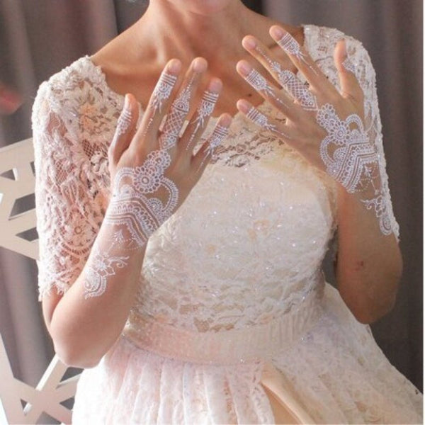 12 X White Henna Cone Indian Natural Herbal Body Art For Bridal Decor And Wedding Press On Tattoos