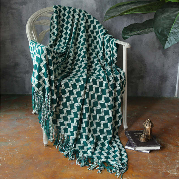 120Cm X 200Cm Warm Cozy Knitted Throw Blanket Green