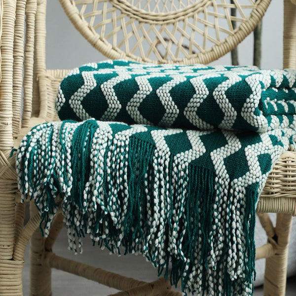 120Cm X 200Cm Warm Cozy Knitted Throw Blanket Green Blankets