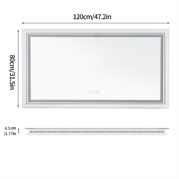 1200X800mm Led Bathroom Mirror Anti Fog Illuminated Mirrors