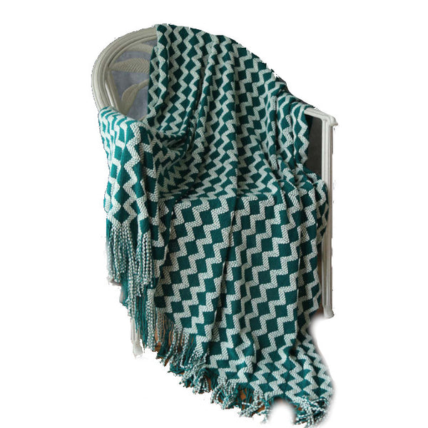 120Cm X 200Cm Warm Cozy Knitted Throw Blanket Green Blankets