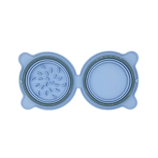 Collapsible Silicone Double Dog Bowltravel Bowlcollapsible Slow Feeder Bowlspill And Anti Flip Mat Dog Bowls