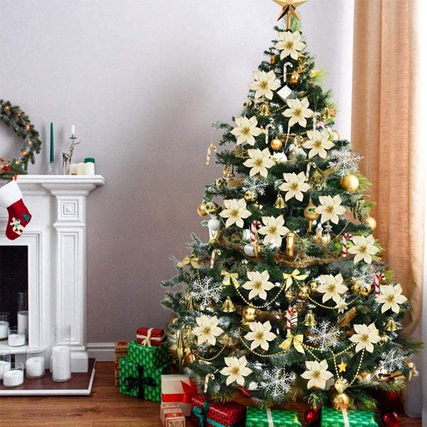 Christmas Tree Decorations 120Pcs Flowers Artificial Seasonal Decorations