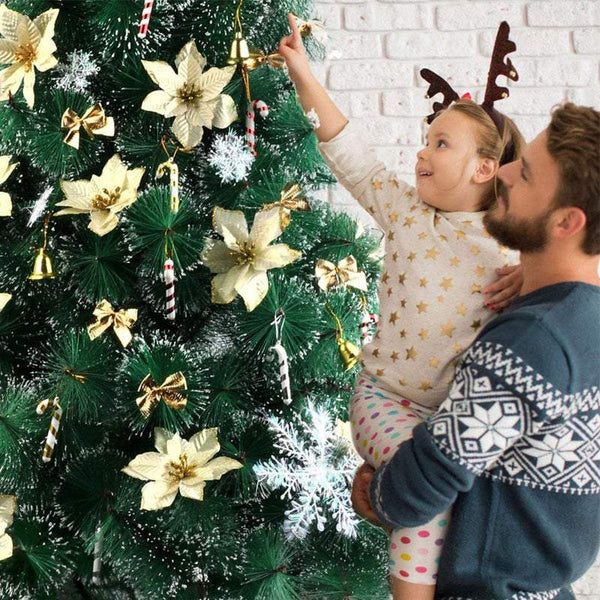 Christmas Tree Decorations 120Pcs Flowers Artificial Seasonal Decorations