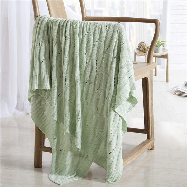 120Cm X 180Cm Warm Cozy Knitted Throw Green Blankets