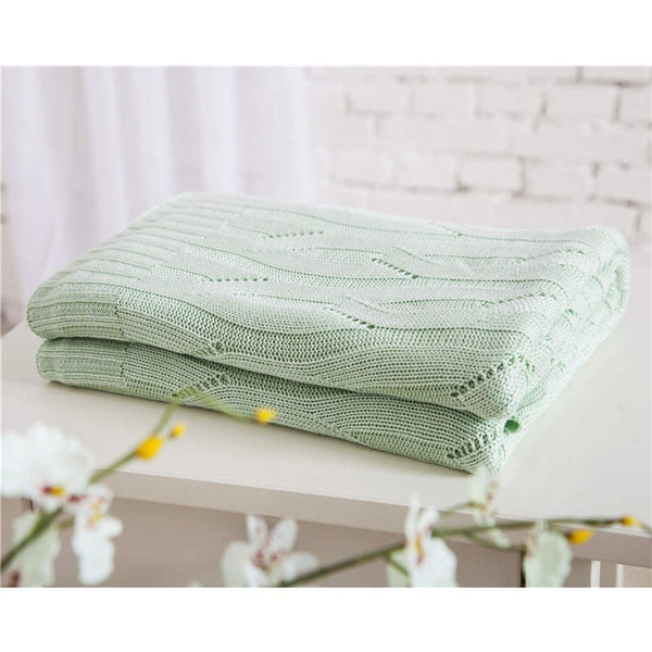 120Cm X 180Cm Warm Cozy Knitted Throw Green Blankets