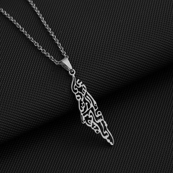 Veile Studios Stainless Steel Israel And Palestine Map Necklace Gender Universal Pendant Necklaces & Pendants