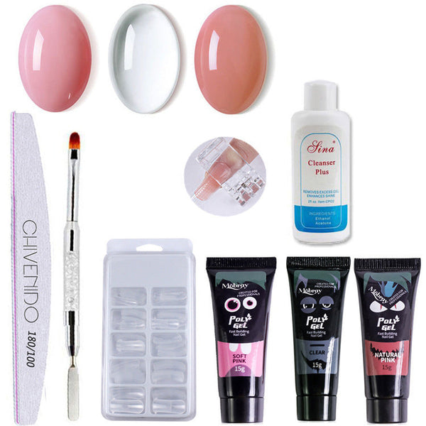 Nail Crystal Extender Gel Set With Polish Brush File Clamp And Rinse Gel Nail Polish