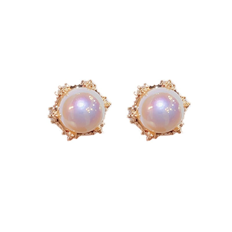 Veile Studios Small And Exquisite Retro Macbeth Pearl Zircon Made From Copper Earrings