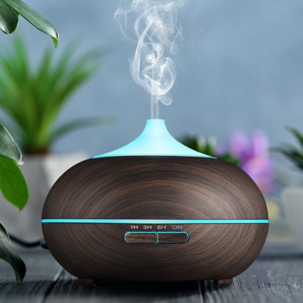 550Ml Air Humidifier Wood Remote Control Electric Essential Oil Aroma Diffuser Ultrasonic With Led Light For Home