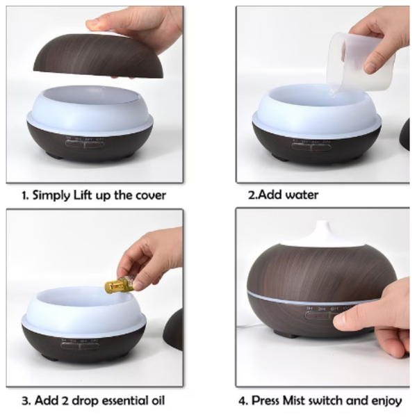 550Ml Air Humidifier Wood Remote Control Electric Essential Oil Aroma Diffuser Ultrasonic With Led Light For Home Humidifiers