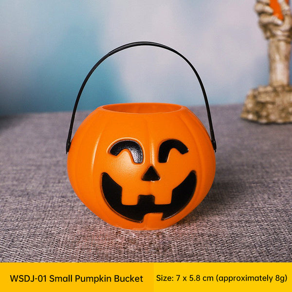 3 Pack 7 Inch Plastic Halloween Pumpkin Buckets Kids' Trick Or Treat Candy Holders & Home Decor Seasonal Decorations