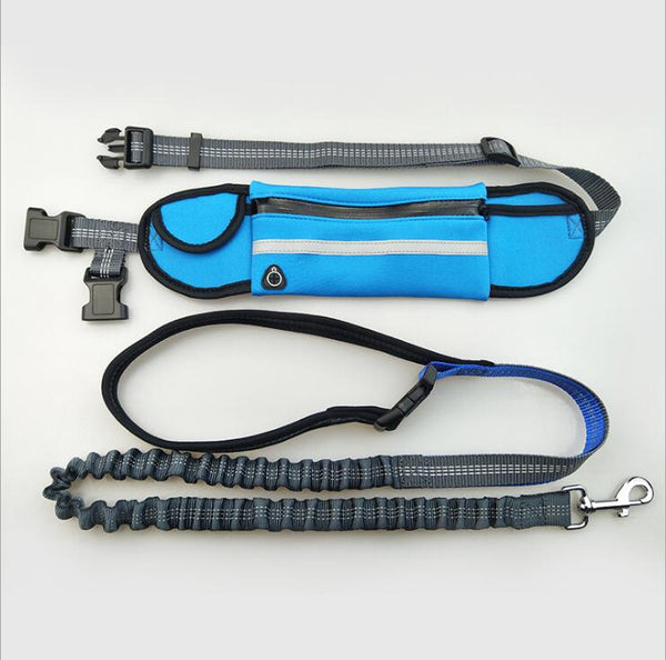 Shock Absorbing Bungee Hands Free Dog Running Leash With Waist Pocket