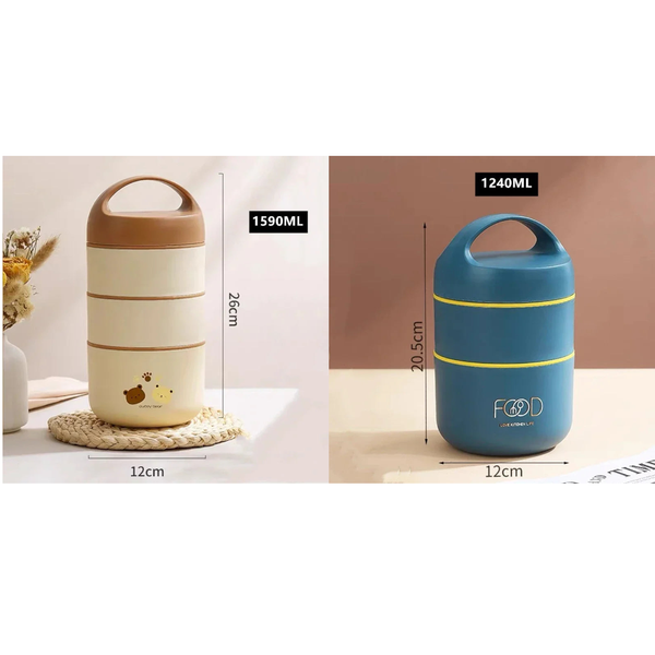 1240Ml/1590Ml Large Capacity Stainless Steel 304 Lunch Box Leak Proof Multi Layer Thermal Bento Adult Student Food Container Lunchboxes