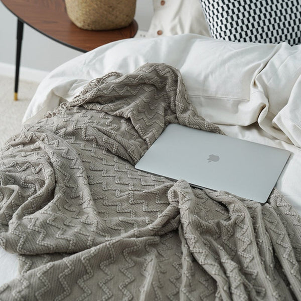 125Cm X 200Cm Warm Cozy Knitted Throw Blanket Light Grey Blankets