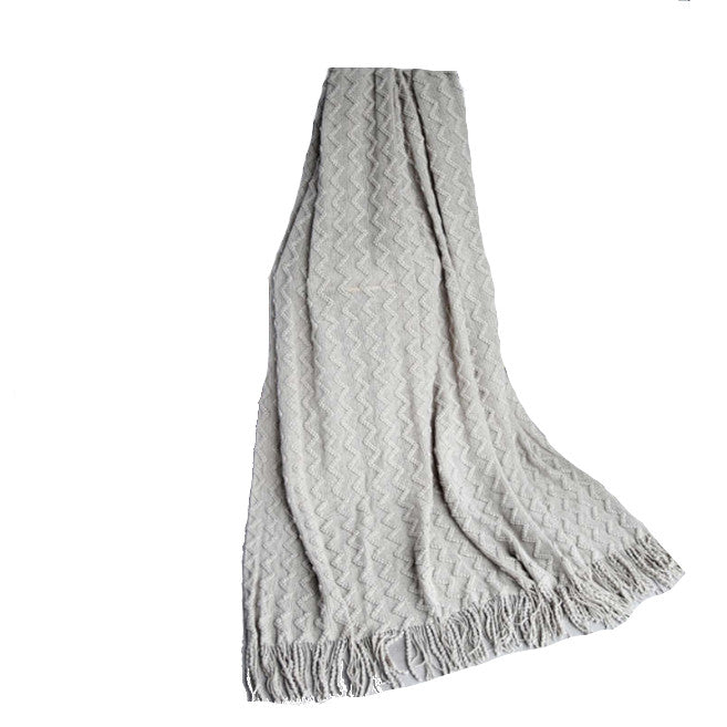 125Cm X 200Cm Warm Cozy Knitted Throw Blanket Light Grey Blankets