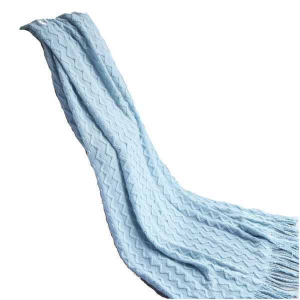 125Cm X 200Cm Warm Cozy Knitted Throw Blanket Light Blue Blankets