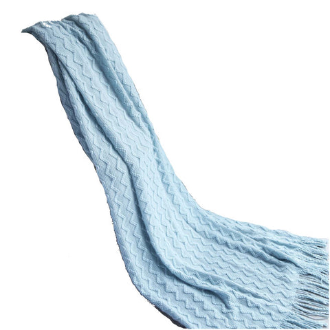 125Cm X 200Cm Warm Cozy Knitted Throw Blanket Light Blue Blankets