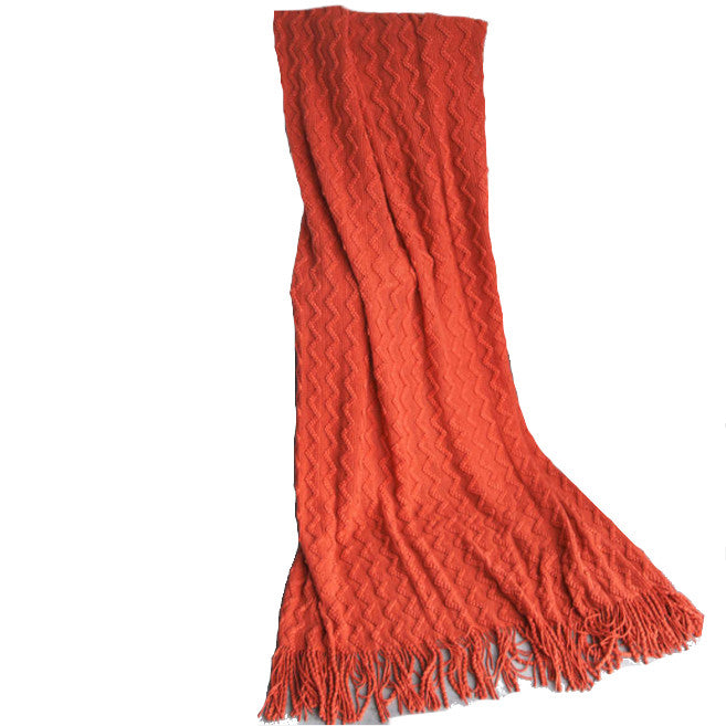 125Cm X 200Cm Warm Cozy Knitted Throw Blanket Orange Blankets